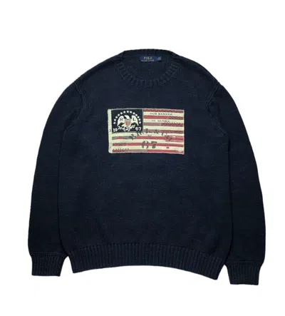 Pre-owned Polo Ralph Lauren T American Flag Sweater In Blue