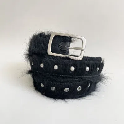 Pre-owned Dries Van Noten A/w 22 Studded Black Fur Belt