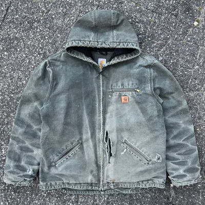 Pre-owned Carhartt Vintage Y2k  Mos Green Hooded Detroit Work Jacket