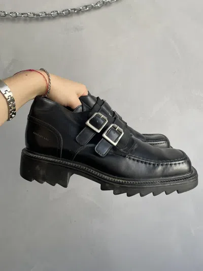 Pre-owned New Rock Vintage Platform Boots  Style Rubber 90's Punk Shoes In Black
