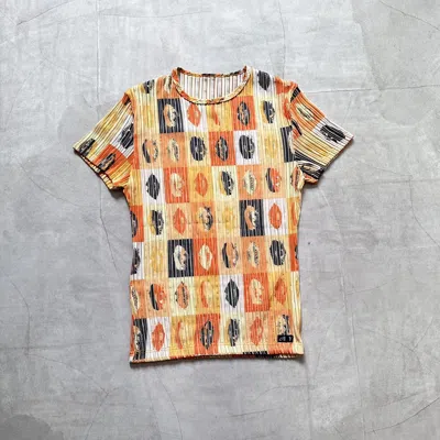 Pre-owned Issey Miyake Mesh  Pleats Please Style T Shirt Lips Eyes (size Small) In Multi