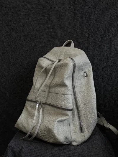 Pre-owned Rick Owens 17 Ss Mainline Pure White Embossed Cowhide Strap -dmc