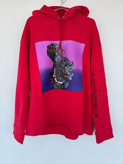 Pre-owned Raf Simons Ss18 New Order/joy Division Technique Hoodie In Red