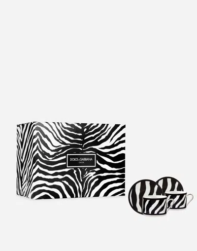 Dolce & Gabbana Gift Box With 2 Porcelain Teacups With Saucers In Multi