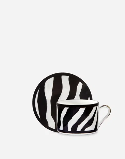 Dolce & Gabbana Gift Box With 2 Porcelain Teacups With Saucers In Multi