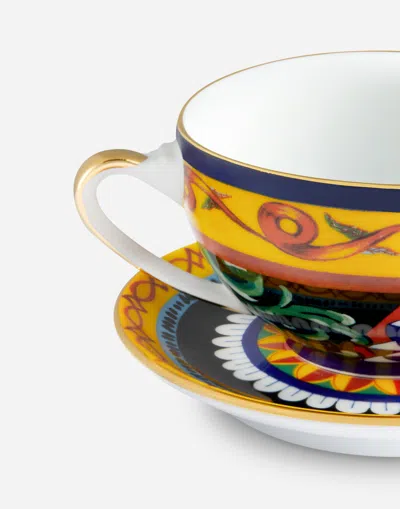 Dolce & Gabbana Gift Box With 2 Porcelain Teacups With Saucers In Multi