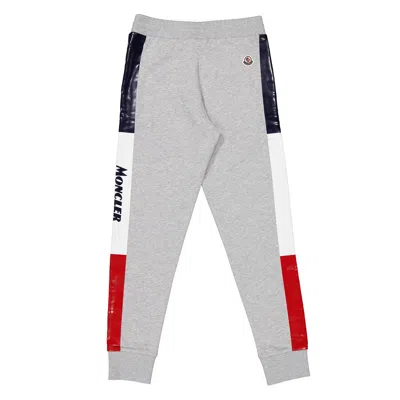 Moncler Kids Logo Stripe Cotton Sweatpants In Gray