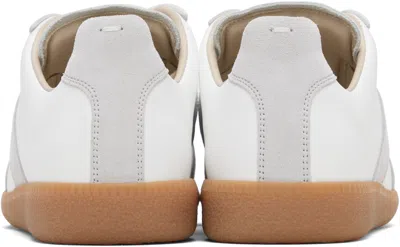 Maison Margiela Low-top Leather Sneakers With Contrasting Details In White
