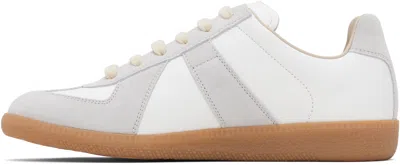 Maison Margiela Low-top Leather Sneakers With Contrasting Details In White