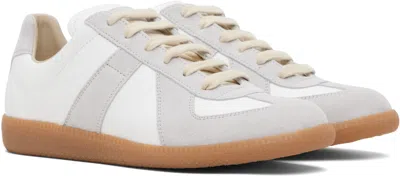 Maison Margiela Low-top Leather Sneakers With Contrasting Details In White