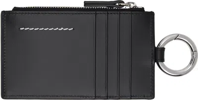 Mm6 Maison Margiela Black Numeric Leather Key Ring Wallet In Black