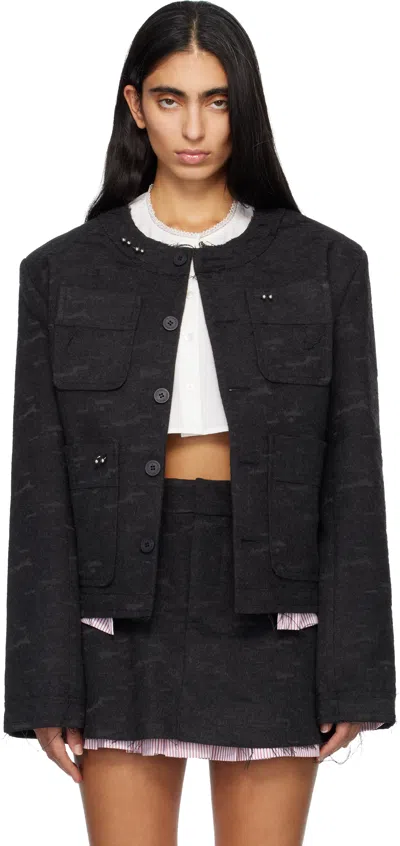 Charles Jeffrey Loverboy Gray Piercing Blazer In Black