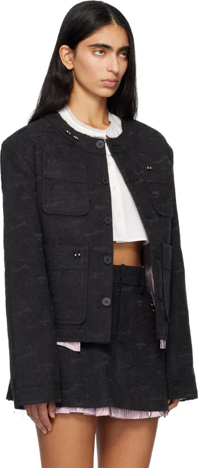 Charles Jeffrey Loverboy Gray Piercing Blazer In Black