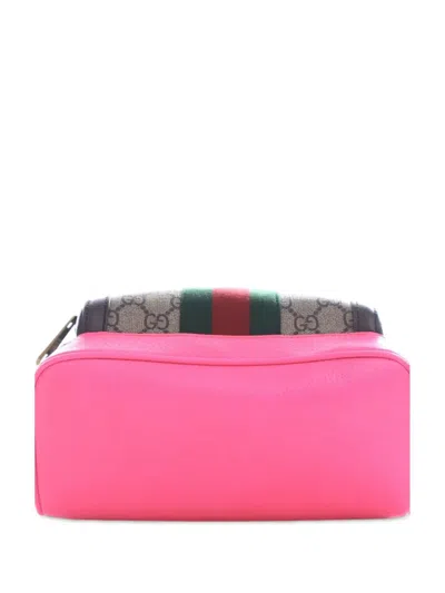 Pre-owned Gucci 2016-2025 Small Gg Supreme Ophidia Web Backpack In Brown