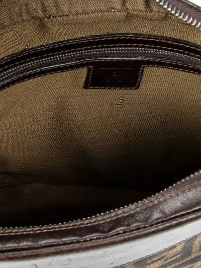 Pre-owned Fendi 1990 Zucca Canvas Shoulder Bag In Green