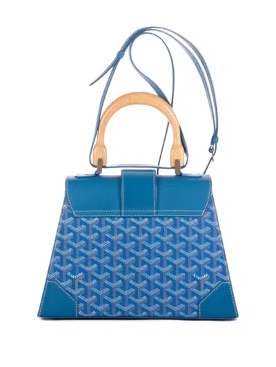 Pre-owned Goyard Saigon Pm Patterned Tote Bag In Blue