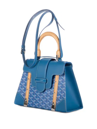 Pre-owned Goyard Saigon Pm Patterned Tote Bag In Blue