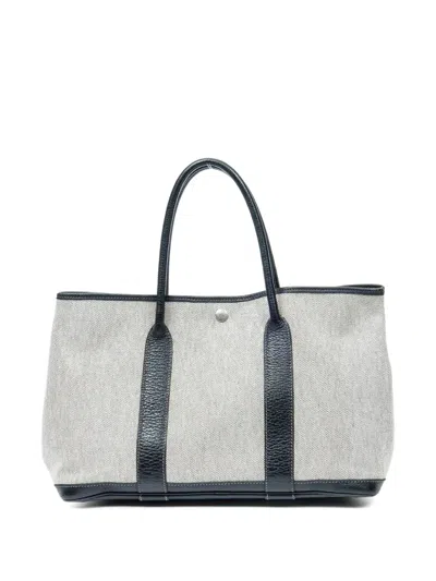 Pre-owned Hermes 2004 Garden Party 36 Trim-detail Tote Bag In Neutral
