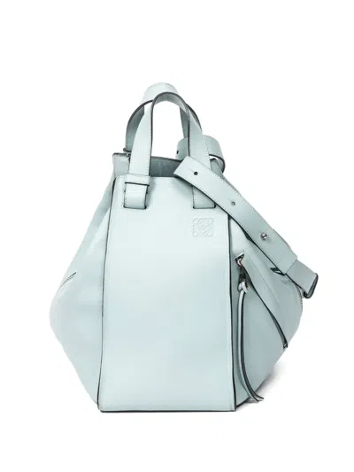Pre-owned Loewe Large Hammock Leather Tote Bag In Blue