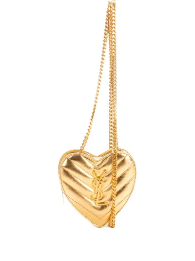Pre-owned Saint Laurent Love Heart Cross Body Bag In Gold