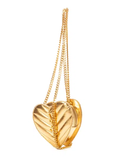 Pre-owned Saint Laurent Love Heart Cross Body Bag In Gold