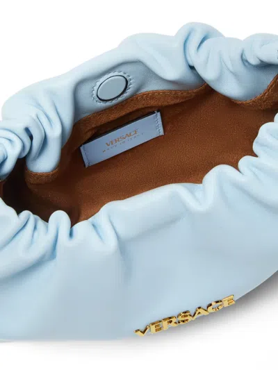 Versace Mini Tag Logo Clutch Bag In Blue