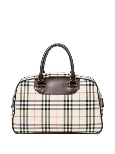 Pre-owned Burberry 2000 House Check Tote Bag In Neutral