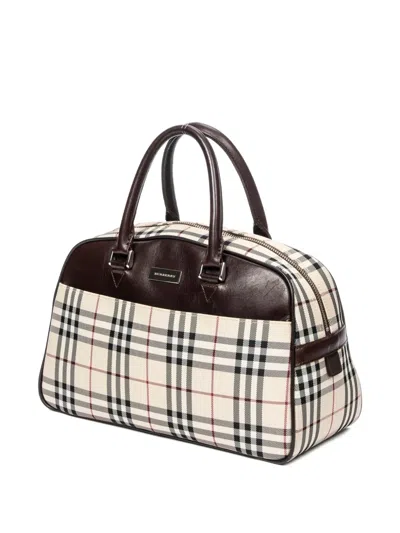 Pre-owned Burberry 2000 House Check Tote Bag In Neutral