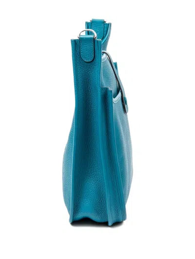 Pre-owned Hermes 2013 Evelyne Iii Pm Perforated Shoulder Bag In Blue