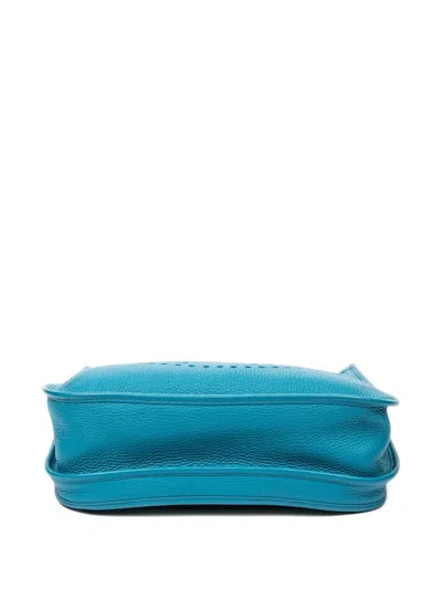 Pre-owned Hermes 2013 Evelyne Iii Pm Perforated Shoulder Bag In Blue