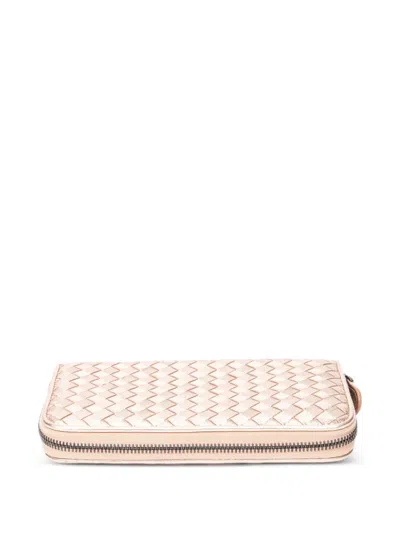 Pre-owned Bottega Veneta Intrecciato-design Zip-fastening Wallet In Neutral