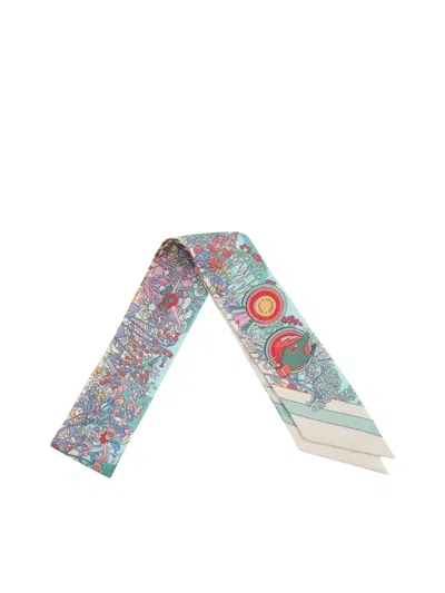 Pre-owned Hermes 2024-2025 Pony Pit Stop Silk Twilly Scarf Scarves In Green