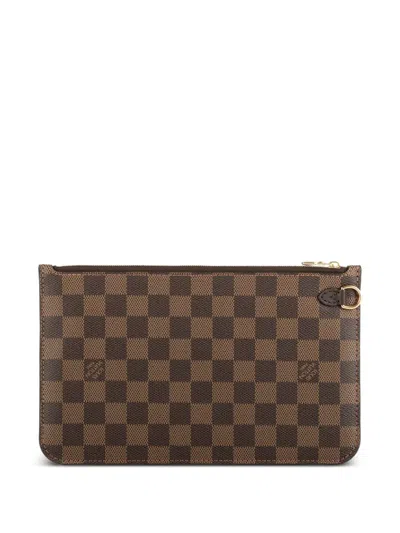Pre-owned Louis Vuitton Damier Azur Pouch In Brown