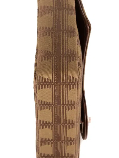 Pre-owned Chanel Travel Ligne East-west Graphic Chain Shoulder Bag In Brown