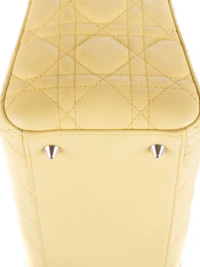 Pre-owned Dior Medium Lady-d Quilted Tote Bag In Yellow