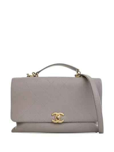 Pre-owned Chanel 2019 Medium Stitched Caviar Chic Affinity Top Handle Bag Satchel In Brown