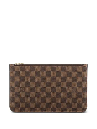 Pre-owned Louis Vuitton 2000s Damier Azur Zip Pouch In Brown
