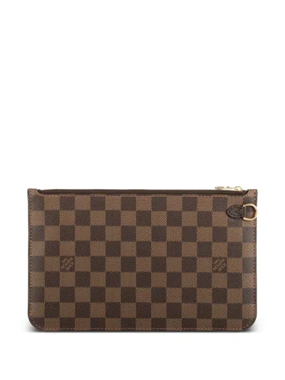 Pre-owned Louis Vuitton 2000s Damier Azur Zip Pouch In Brown