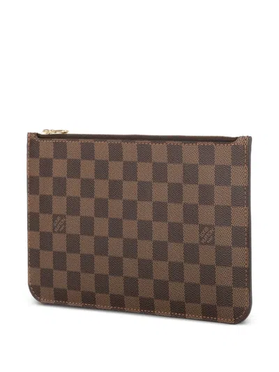 Pre-owned Louis Vuitton 2000s Damier Azur Zip Pouch In Brown
