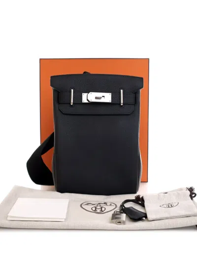 Pre-owned Hermes 2024 Togo Kelly Hac A Dos Pm Backpack In Black