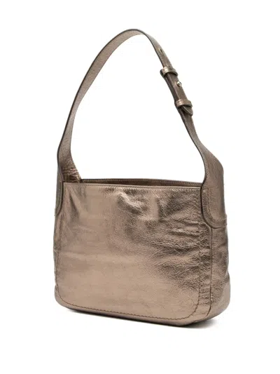 Pre-owned Ferragamo 2000-2025 Perforated Leather Gancini Shoulder Bag In Brown