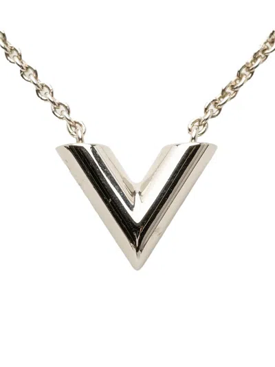 Pre-owned Louis Vuitton 2021 Silver Plated Essential V Supple Necklace Costume Necklace