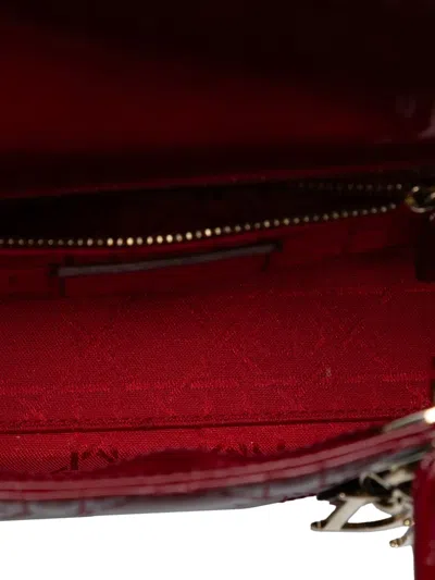 Pre-owned Dior 2016 Mini Patent Cannage Lady  Satchel In Red