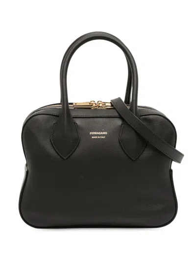 Pre-owned Ferragamo 2000-2025 Mini Leather Star Satchel In Black