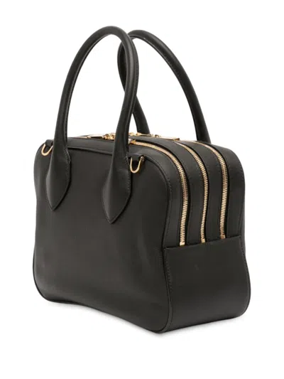 Pre-owned Ferragamo 2000-2025 Mini Leather Star Satchel In Black