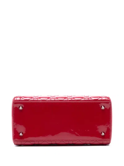 Pre-owned Dior 2012 Medium Patent Cannage Lady  Satchel In Red
