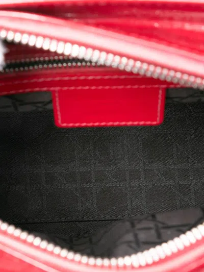 Pre-owned Dior 2012 Medium Patent Cannage Lady  Satchel In Red