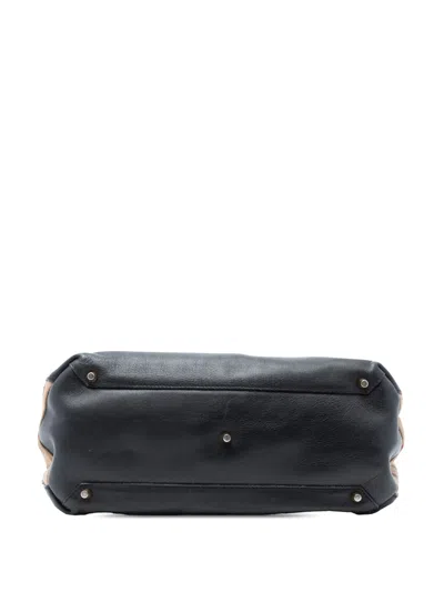 Pre-owned Burberry 2000-2017 Medium Leather And House Check Banner Satchel In Black