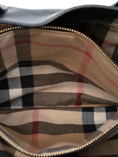 Pre-owned Burberry 2000-2017 Medium Leather And House Check Banner Satchel In Black