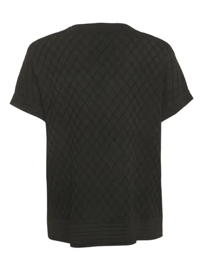 Pre-owned Carolina Herrera Vintage Diamond-pattern Knitted Blouse In Black